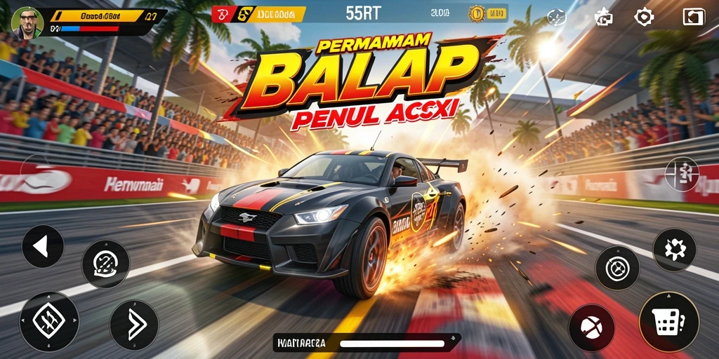 Tampilan gameplay balap yang mendebarkan di 55RT.