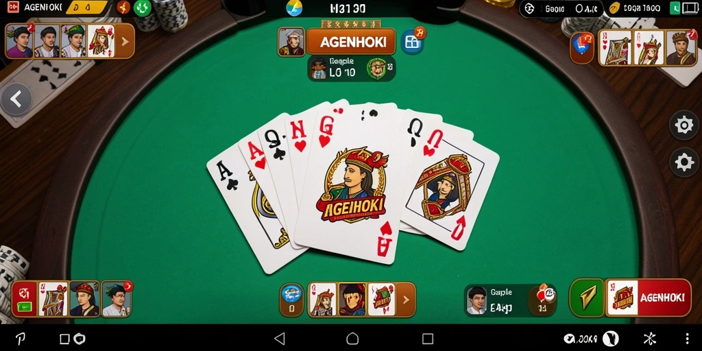 Tampilan gameplay AGENHOKI dengan suasana seru permainan Gaple.