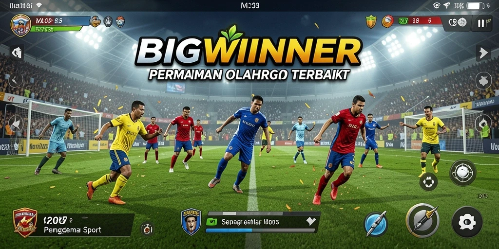 Tangkapan layar gameplay BIGWINNER yang menampilkan aksi seru di lapangan.