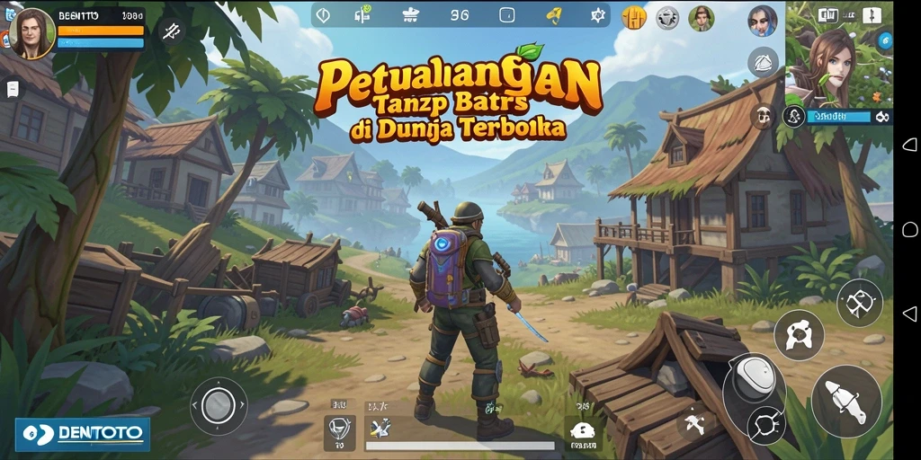 Gameplay DENTOTO yang menampilkan petualangan di dunia terbuka.