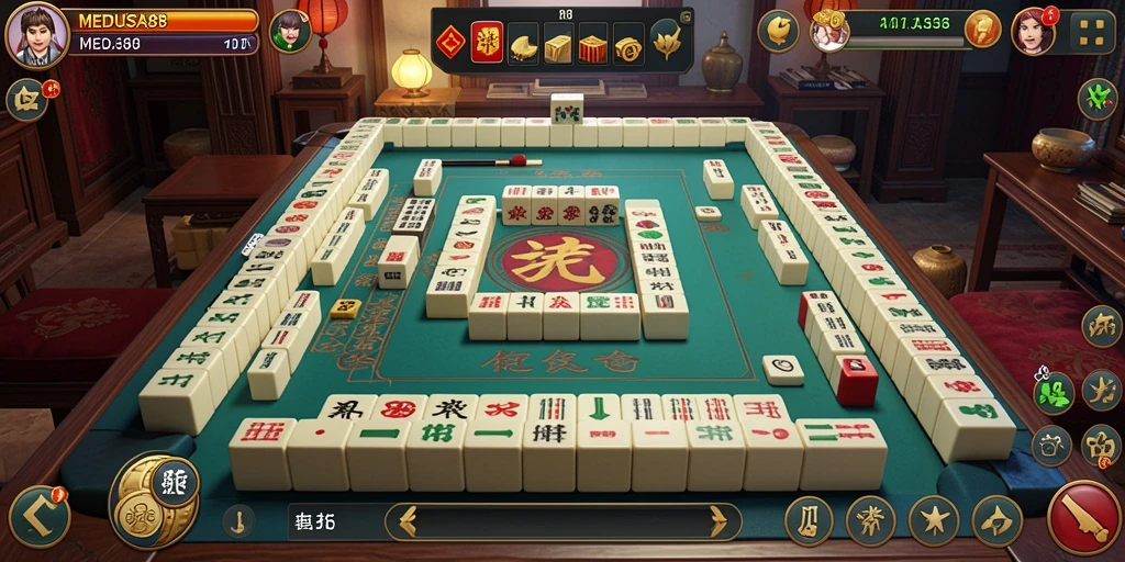 Tampilan menawan dari gameplay Mahjong di MEDUSA88.