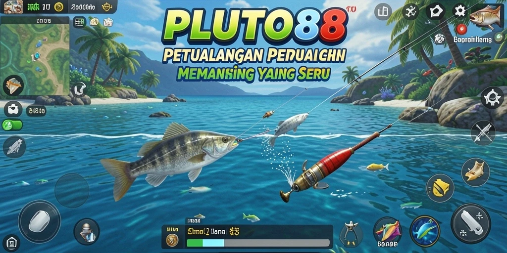 Tampilan gameplay seru di PLUTO88 dengan aksi memancing yang menarik.
